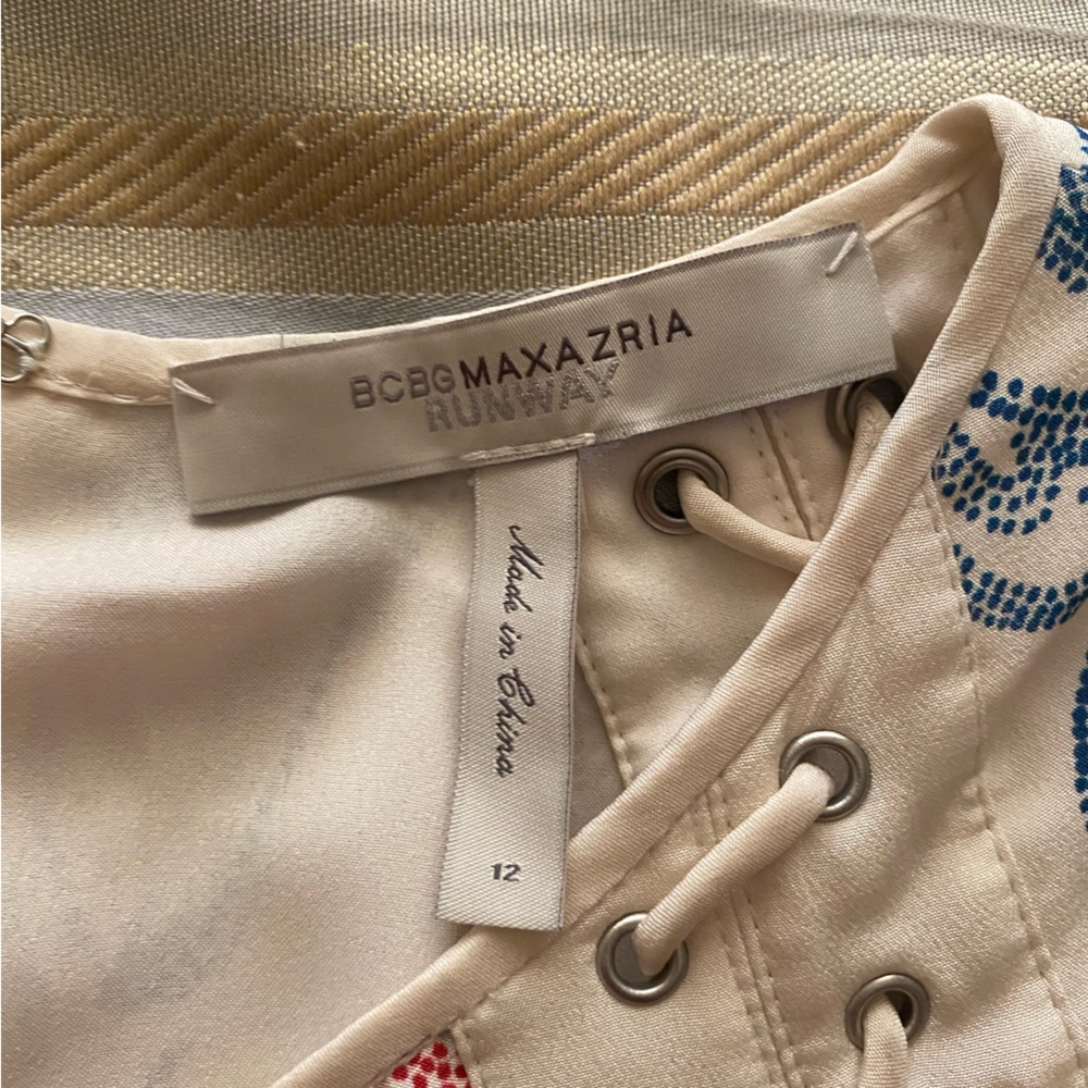 Bcbg Max Azria Runway Boho Style Multi Color Silk… - image 3